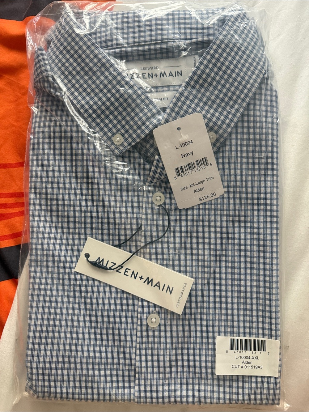 Mizzen+Main Blue and White Micro Check Dress Shirt